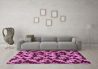 Machine Washable Abstract Pink Modern Rug, wshabs144pnk