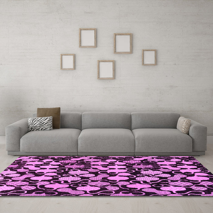 Machine Washable Abstract Purple Modern Area Rugs in a Living Room, wshabs144pur