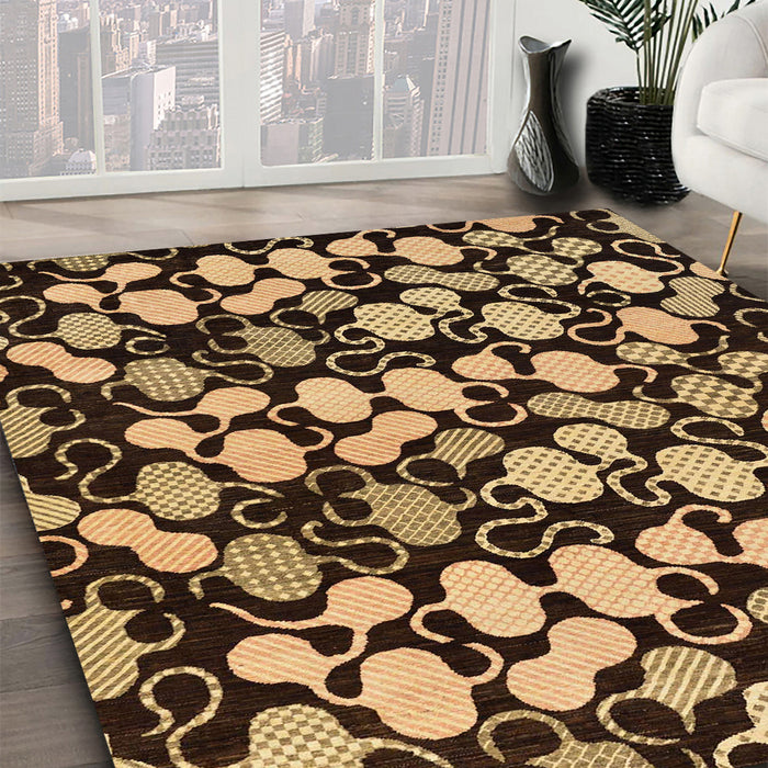 Abstract Red Modern Rug in Family Room, abs144