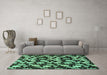 Machine Washable Abstract Turquoise Modern Area Rugs in a Living Room,, wshabs144turq