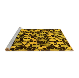 Sideview of Machine Washable Abstract Yellow Modern Rug, wshabs144yw