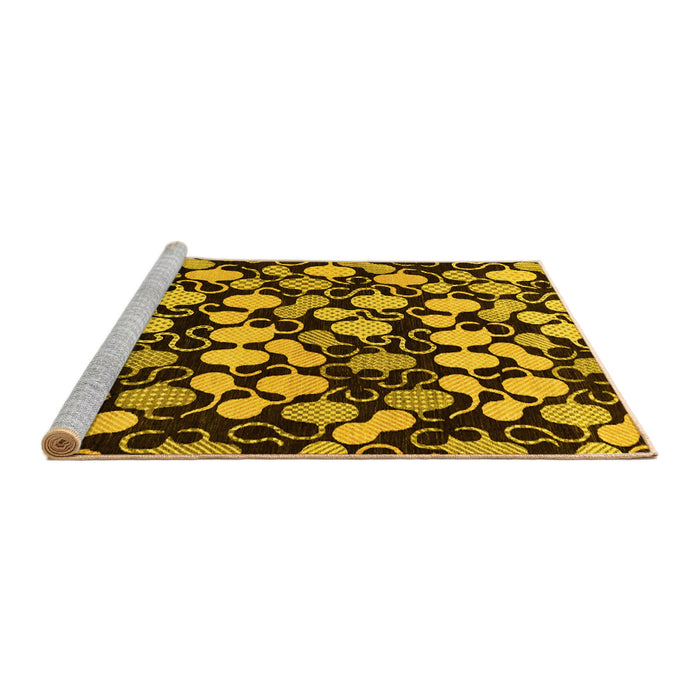 Sideview of Machine Washable Abstract Yellow Modern Rug, wshabs144yw
