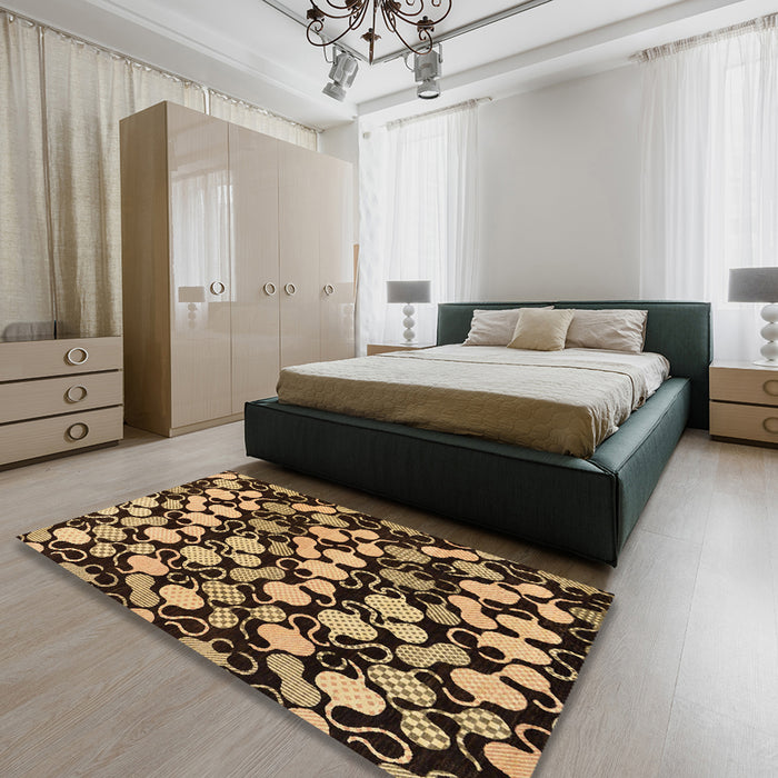 Machine Washable Abstract Night Red Rug in a Bedroom, wshabs144