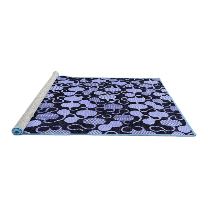 Sideview of Machine Washable Abstract Blue Modern Rug, wshabs144blu