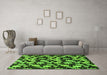 Machine Washable Abstract Green Modern Area Rugs in a Living Room,, wshabs144grn