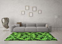 Machine Washable Abstract Green Modern Rug, wshabs144grn