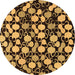 Round Machine Washable Abstract Brown Modern Rug, wshabs144brn