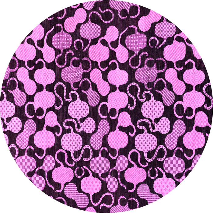 Round Machine Washable Abstract Purple Modern Area Rugs, wshabs144pur