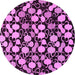 Round Machine Washable Abstract Purple Modern Area Rugs, wshabs144pur