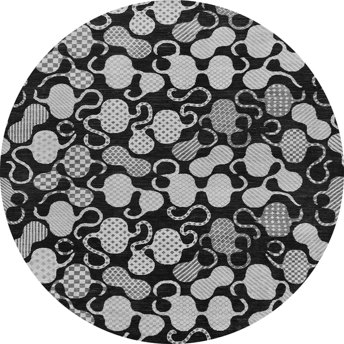 Round Abstract Gray Modern Rug, abs144gry