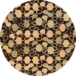 Round Machine Washable Abstract Night Red Rug, wshabs144