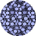 Round Machine Washable Abstract Blue Modern Rug, wshabs144blu
