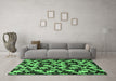 Machine Washable Abstract Emerald Green Modern Area Rugs in a Living Room,, wshabs144emgrn