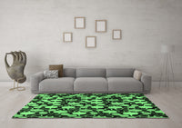 Machine Washable Abstract Emerald Green Modern Rug, wshabs144emgrn