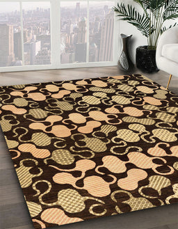 Machine Washable Abstract Night Red Rug in a Family Room, wshabs144