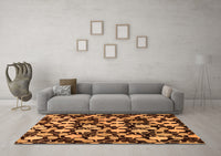 Machine Washable Abstract Orange Modern Rug, wshabs144org