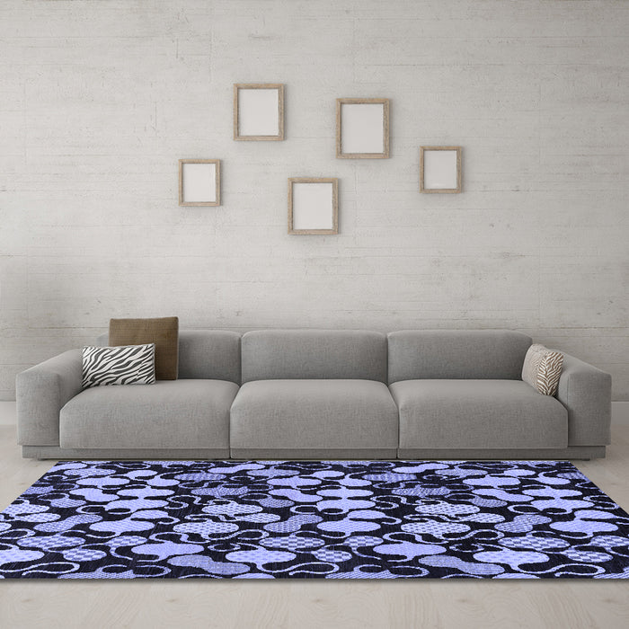 Machine Washable Abstract Blue Modern Rug in a Living Room, wshabs144blu