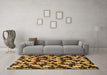 Machine Washable Abstract Brown Modern Rug in a Living Room,, wshabs144brn