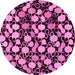 Round Machine Washable Abstract Pink Modern Rug, wshabs144pnk