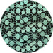 Round Machine Washable Abstract Light Blue Modern Rug, wshabs144lblu