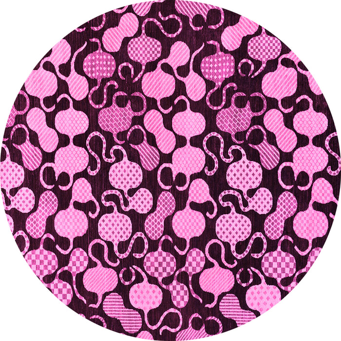 Round Abstract Pink Modern Rug, abs144pnk