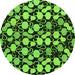 Round Machine Washable Abstract Green Modern Area Rugs, wshabs144grn