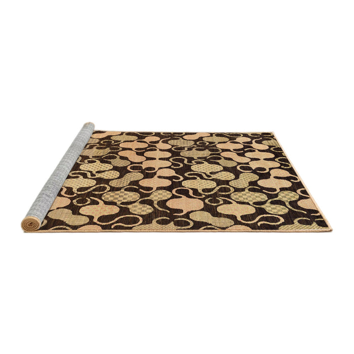Sideview of Machine Washable Abstract Bakers Brown Rug, wshabs145