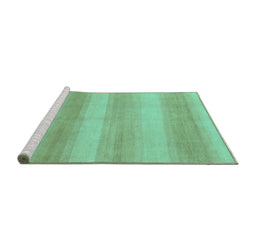 Sideview of Machine Washable Abstract Turquoise Modern Area Rugs, wshabs1450turq