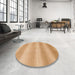 Round Machine Washable Abstract Orange Rug in a Office, wshabs1450