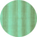 Round Machine Washable Abstract Turquoise Modern Area Rugs, wshabs1450turq