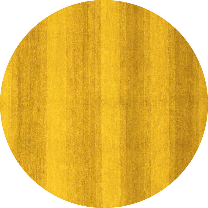 Round Machine Washable Abstract Yellow Modern Rug, wshabs1450yw