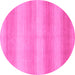 Round Machine Washable Abstract Pink Modern Rug, wshabs1450pnk