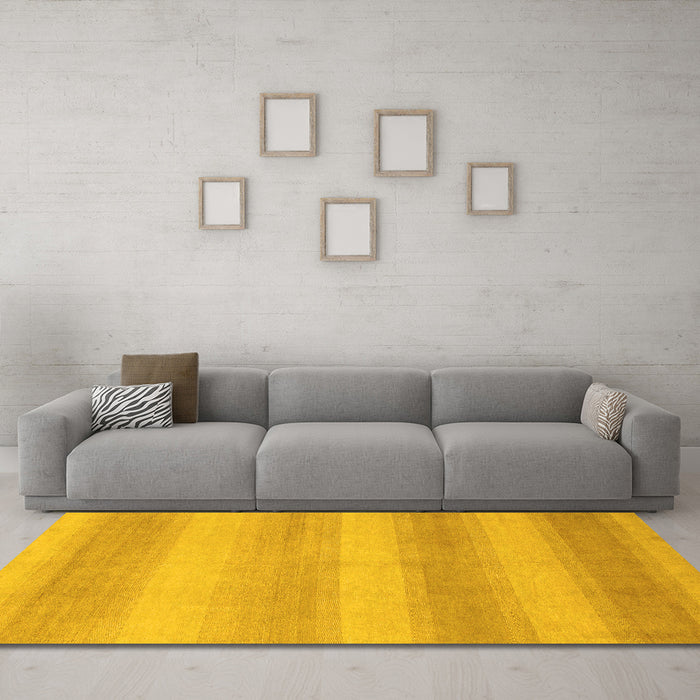 Machine Washable Abstract Yellow Modern Rug in a Living Room, wshabs1450yw