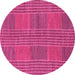 Round Machine Washable Abstract Pink Modern Rug, wshabs1451pnk