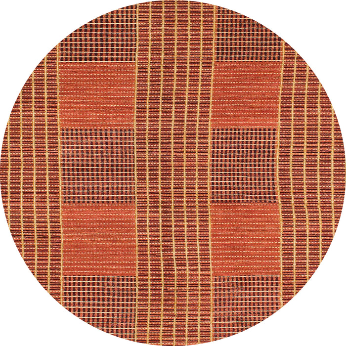 Round Machine Washable Abstract Indian Saffron Orange Rug, wshabs1451