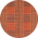 Round Machine Washable Abstract Indian Saffron Orange Rug, wshabs1451