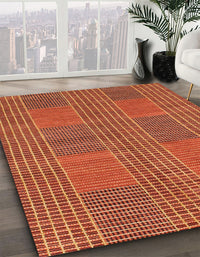 Abstract Indian Saffron Orange Modern Rug, abs1451