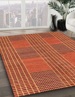 Machine Washable Abstract Indian Saffron Orange Rug in a Family Room, wshabs1451