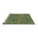 Sideview of Machine Washable Abstract Turquoise Modern Area Rugs, wshabs1451turq