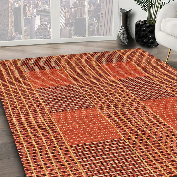 Abstract Indian Saffron Orange Modern Rug in Family Room, abs1451