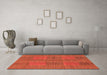 Machine Washable Abstract Orange Modern Area Rugs in a Living Room, wshabs1451org