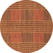 Round Abstract Brown Modern Rug, abs1451brn