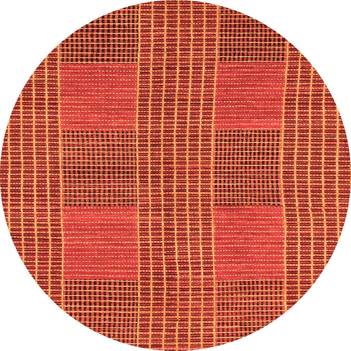 Round Machine Washable Abstract Orange Modern Area Rugs, wshabs1451org
