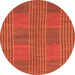 Round Machine Washable Abstract Orange Modern Area Rugs, wshabs1451org