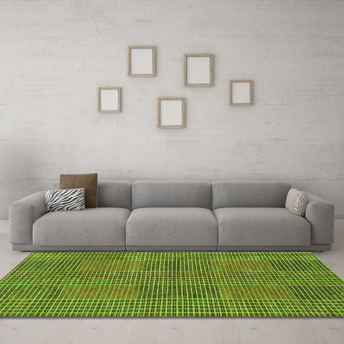 Machine Washable Abstract Green Modern Area Rugs in a Living Room,, wshabs1451grn
