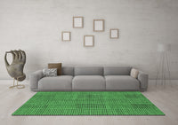 Machine Washable Abstract Emerald Green Modern Rug, wshabs1451emgrn