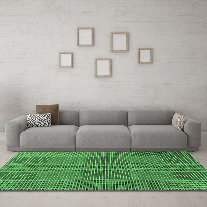 Machine Washable Abstract Emerald Green Modern Area Rugs in a Living Room,, wshabs1451emgrn