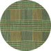 Round Abstract Turquoise Modern Rug, abs1451turq