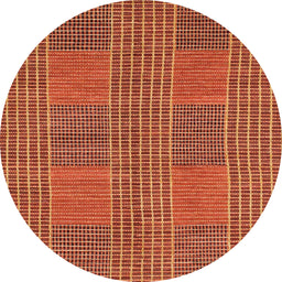 Round Abstract Indian Saffron Orange Modern Rug, abs1451