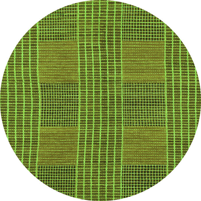 Round Machine Washable Abstract Green Modern Area Rugs, wshabs1451grn